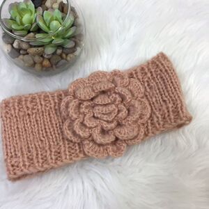 San Diego Hat Co. Crochet Knit Pink Rosette Headband